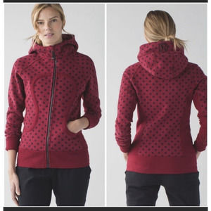 Lululemon Cranberry Ghost Polka Dot Scuba Hoodie Womens 4